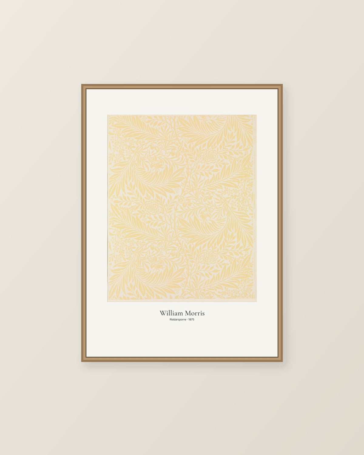 Riddarsporre av William Morris. Konstposter med ljus marginal och diskret verktext. Illustrerad inramningsvy. Ram ingår inte.