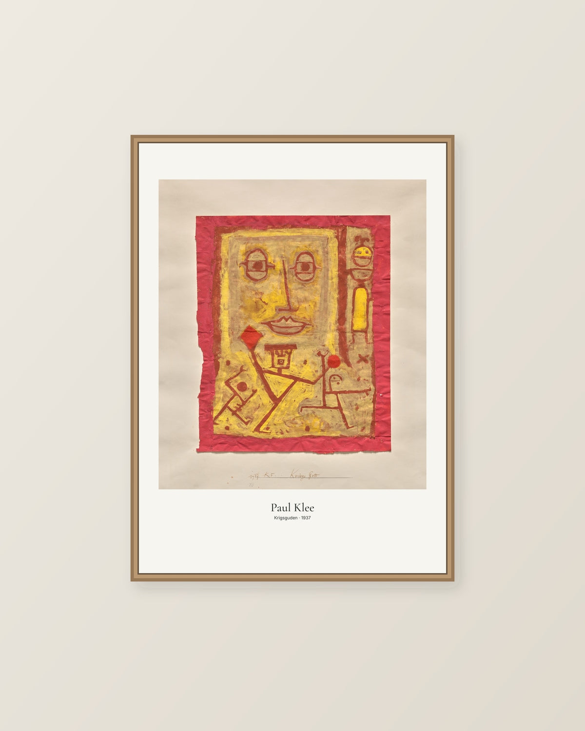Krigsguden av Paul Klee. Konstposter med ljus marginal och diskret verktext. Illustrerad inramningsvy. Ram ingår inte.
