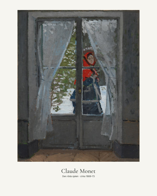 Den röda sjalen av Claude Monet. Konstposter med ljus marginal och diskret verktext. 40 × 50 cm.