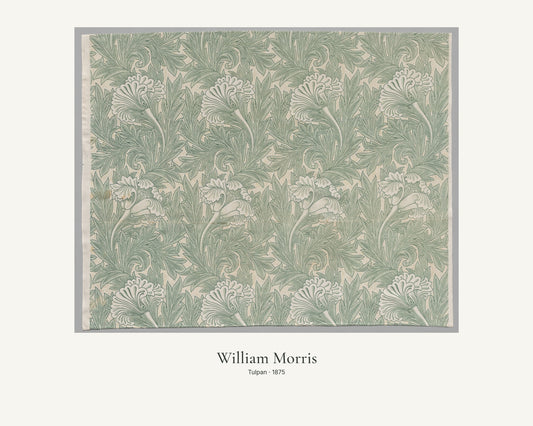 Tulpan av William Morris. Konstposter med ljus marginal och diskret verktext. 40 × 50 cm.