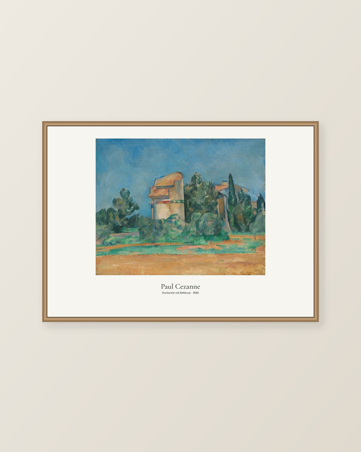 Duvtornet vid Bellevue av Paul Cezanne. Konstposter med ljus marginal och diskret verktext. Illustrerad inramningsvy. Ram ingår inte.