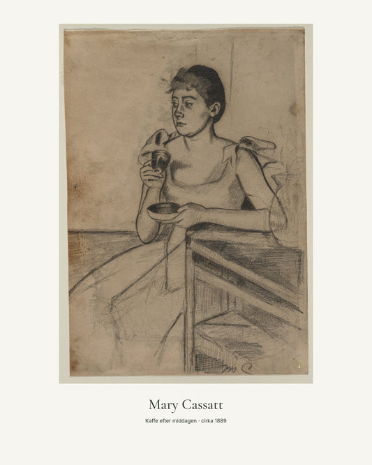 Kaffe efter middagen av Mary Cassatt. Konstposter med ljus marginal och diskret verktext. 40 × 50 cm.