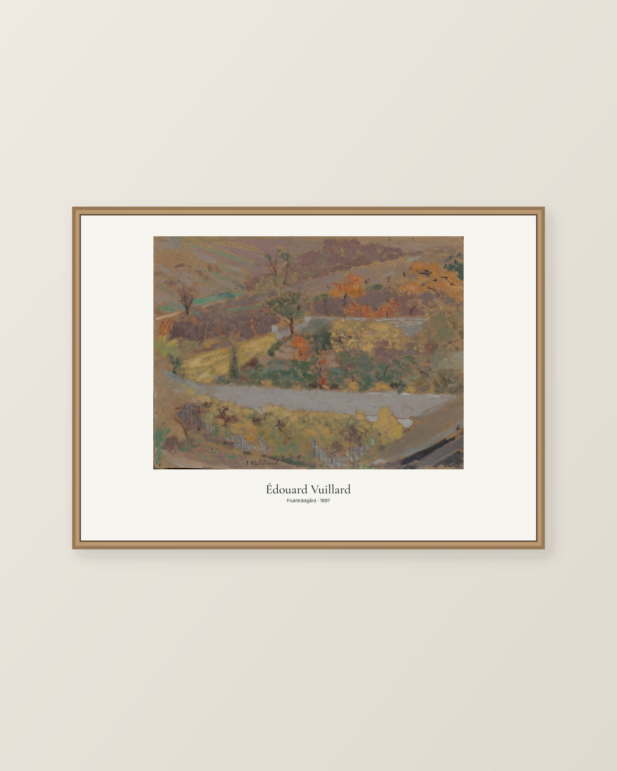 Fruktträdgård av Édouard Vuillard. Konstposter med ljus marginal och diskret verktext. Illustrerad inramningsvy. Ram ingår inte.