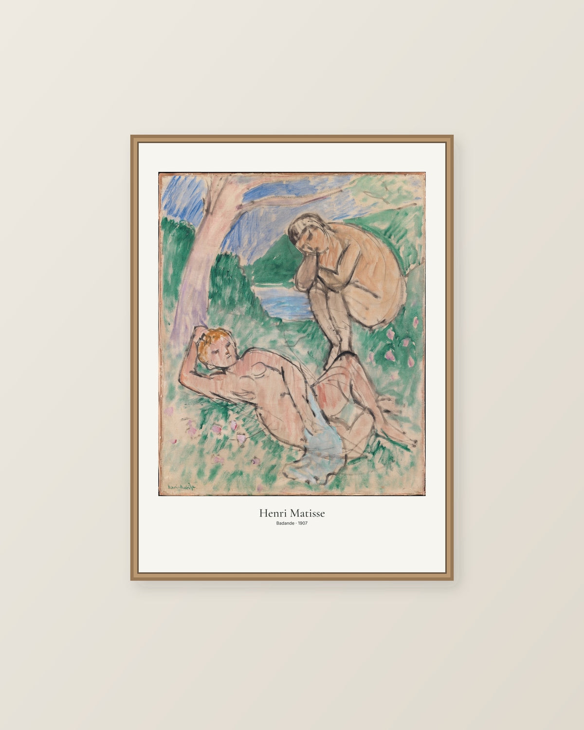 Badande av Henri Matisse. Konstposter med ljus marginal och diskret verktext. Illustrerad inramningsvy. Ram ingår inte.