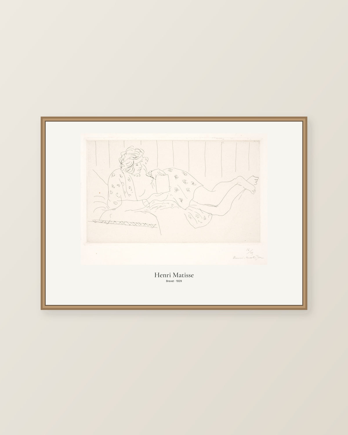 Brevet av Henri Matisse. Konstposter med ljus marginal och diskret verktext. Illustrerad inramningsvy. Ram ingår inte.