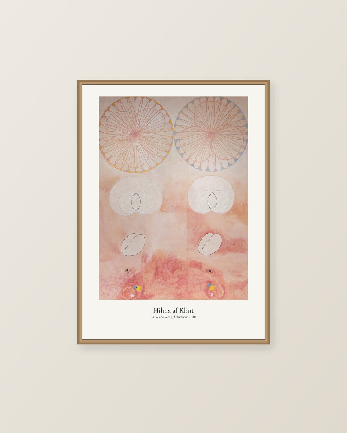 De tio största nr 9, Ålderdomen av Hilma af Klint. Konstposter med ljus marginal och diskret verktext. Illustrerad inramningsvy. Ram ingår inte.