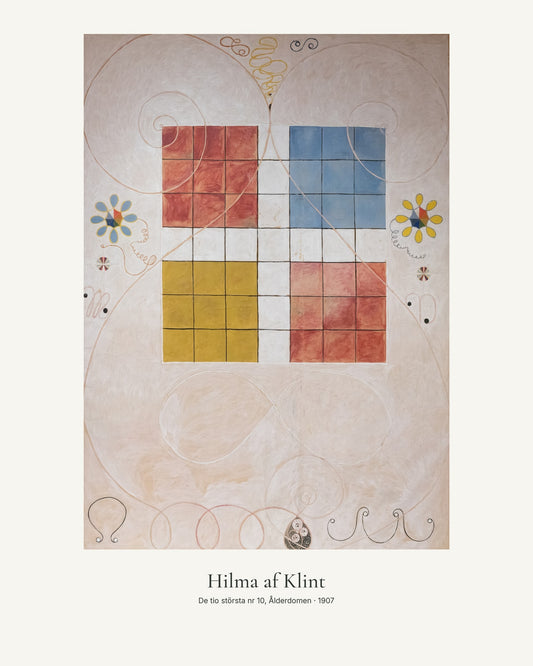De tio största nr 10, Ålderdomen av Hilma af Klint. Konstposter med ljus marginal och diskret verktext. 40 × 50 cm.