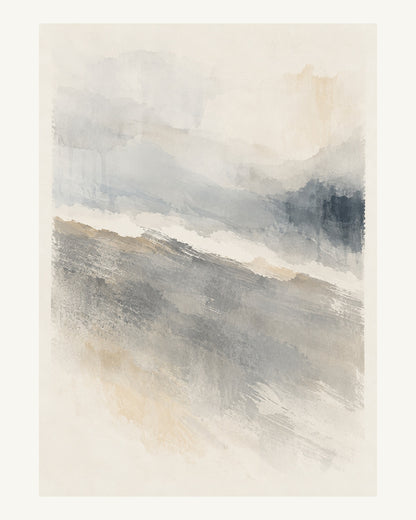 En stor sval färgyta bryts av ett tunt, ljust mellanrum. Format 40 × 50 cm med ljus marginal.