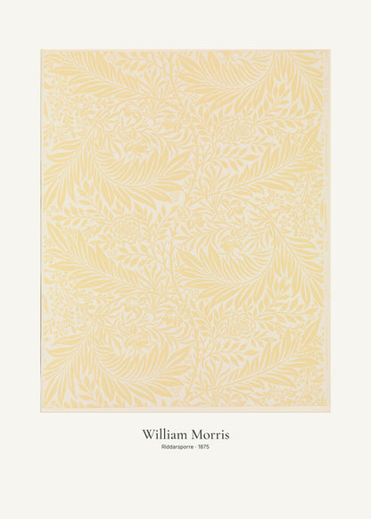 Riddarsporre av William Morris. Konstposter med ljus marginal och diskret verktext. 50 × 70 cm.