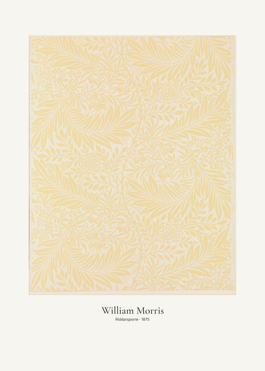 Riddarsporre av William Morris. Konstposter med ljus marginal och diskret verktext. 50 × 70 cm.
