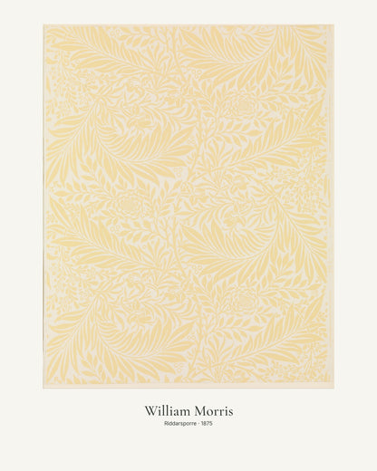 Riddarsporre av William Morris. Konstposter med ljus marginal och diskret verktext. 40 × 50 cm.