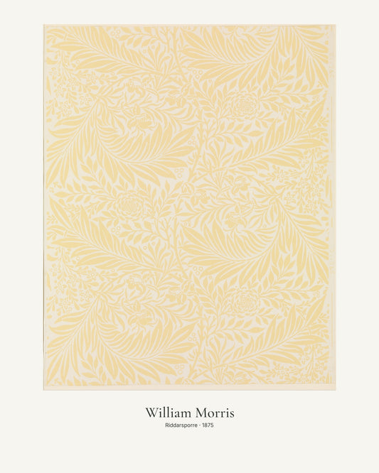 Riddarsporre av William Morris. Konstposter med ljus marginal och diskret verktext. 40 × 50 cm.