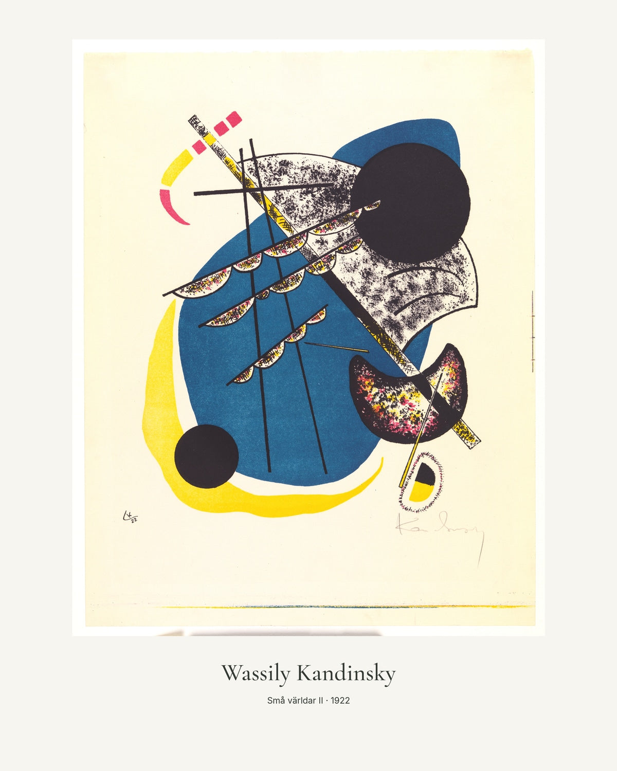 Små världar II av Wassily Kandinsky. Konstposter med ljus marginal och diskret verktext. 40 × 50 cm.