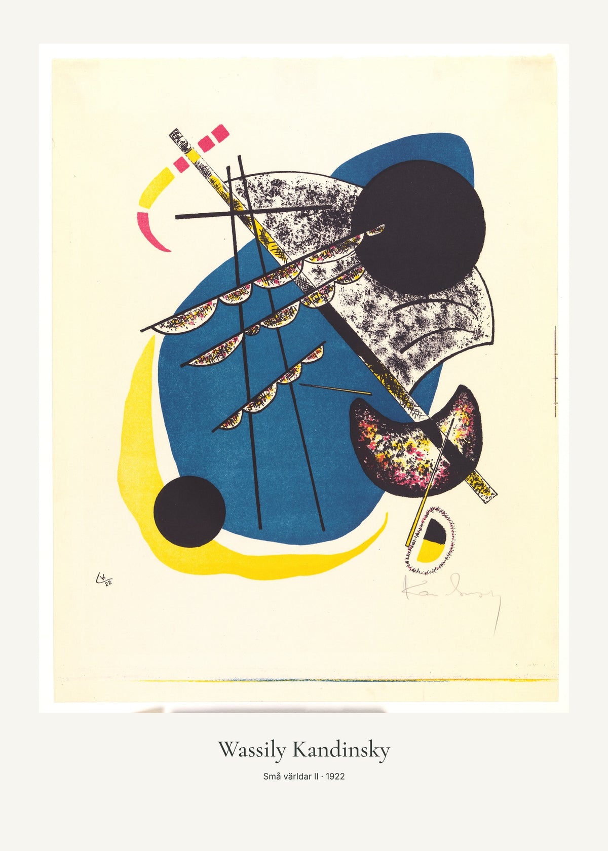 Små världar II av Wassily Kandinsky. Konstposter med ljus marginal och diskret verktext. 50 × 70 cm.