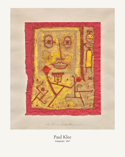 Krigsguden av Paul Klee. Konstposter med ljus marginal och diskret verktext. 40 × 50 cm.