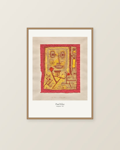 Krigsguden av Paul Klee. Konstposter med ljus marginal och diskret verktext. Illustrerad inramningsvy. Ram ingår inte.