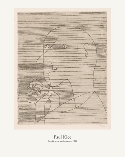 Den räknande gamle mannen av Paul Klee. Konstposter med ljus marginal och diskret verktext. 40 × 50 cm.
