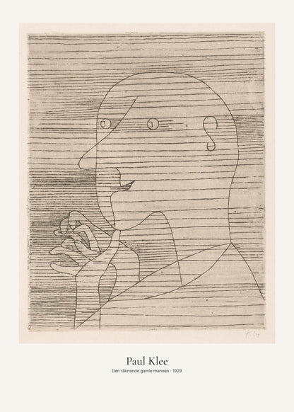 Den räknande gamle mannen av Paul Klee. Konstposter med ljus marginal och diskret verktext. 50 × 70 cm.