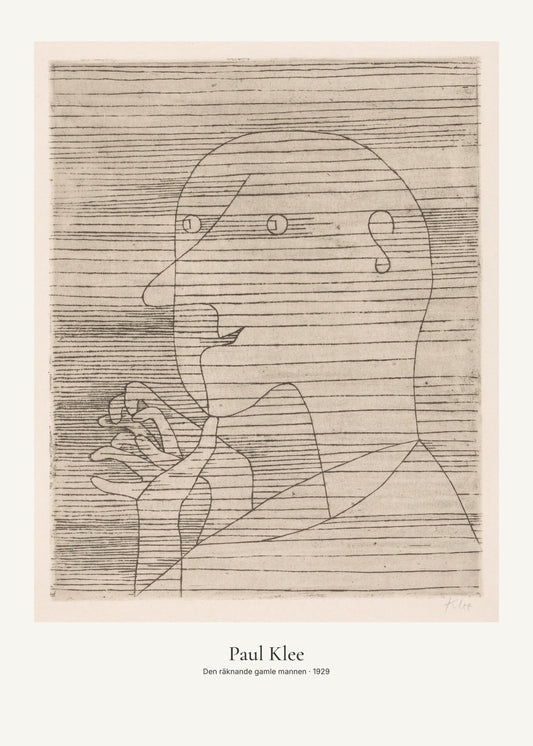 Den räknande gamle mannen av Paul Klee. Konstposter med ljus marginal och diskret verktext. 50 × 70 cm.
