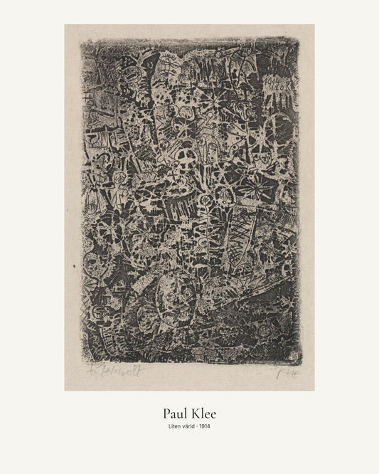 Liten värld av Paul Klee. Konstposter med ljus marginal och diskret verktext. 40 × 50 cm.