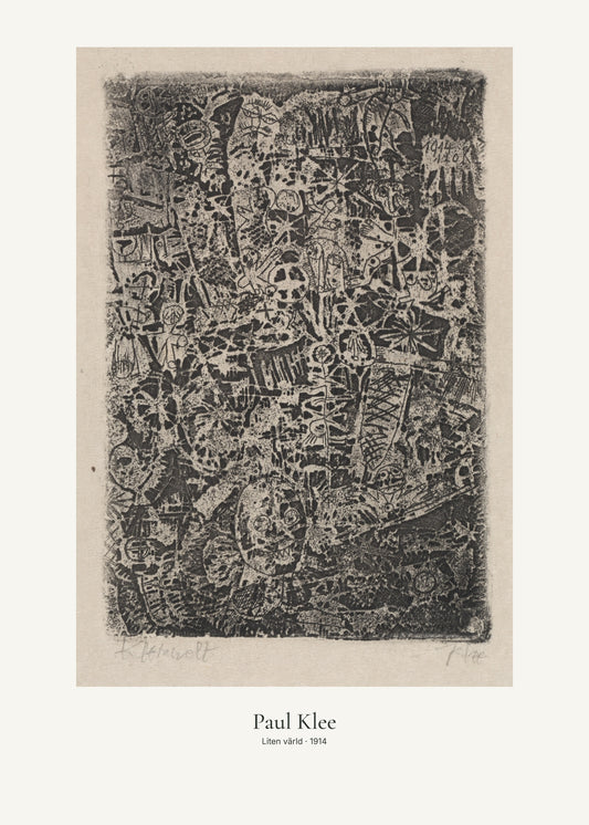 Liten värld av Paul Klee. Konstposter med ljus marginal och diskret verktext. 50 × 70 cm.