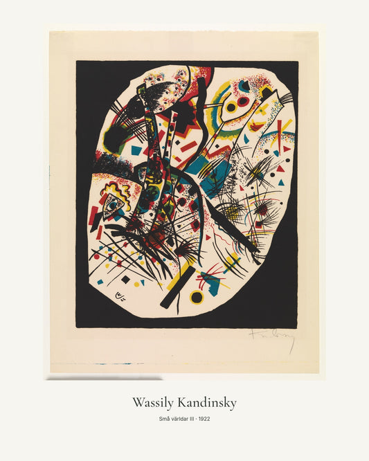 Små världar III av Wassily Kandinsky. Konstposter med ljus marginal och diskret verktext. 40 × 50 cm.