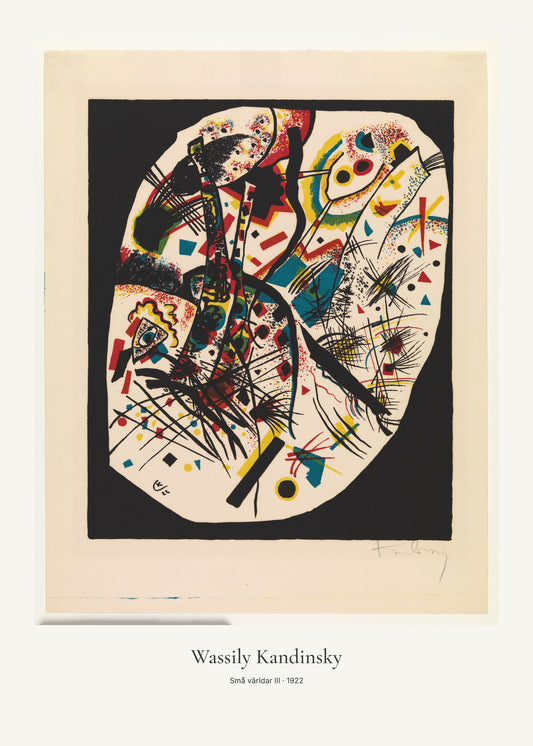 Små världar III av Wassily Kandinsky. Konstposter med ljus marginal och diskret verktext. 50 × 70 cm.