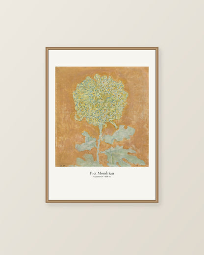 Krysantemum av Piet Mondrian. Konstposter med ljus marginal och diskret verktext. Illustrerad inramningsvy. Ram ingår inte.