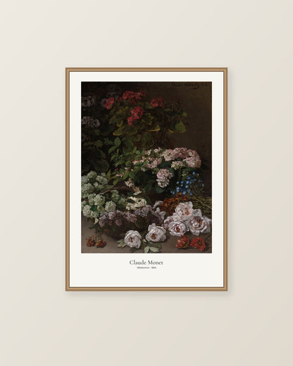 Vårblommor av Claude Monet. Konstposter med ljus marginal och diskret verktext. Illustrerad inramningsvy. Ram ingår inte.