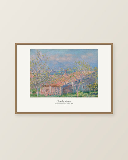 Trädgårdsmästarens hus i Antibes av Claude Monet. Konstposter med ljus marginal och diskret verktext. Illustrerad inramningsvy. Ram ingår inte.