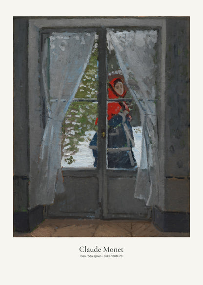 Den röda sjalen av Claude Monet. Konstposter med ljus marginal och diskret verktext. 50 × 70 cm.
