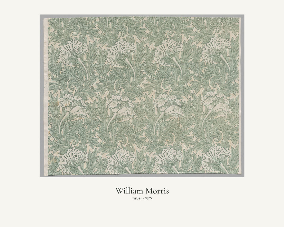 Tulpan av William Morris. Konstposter med ljus marginal och diskret verktext. 40 × 50 cm.