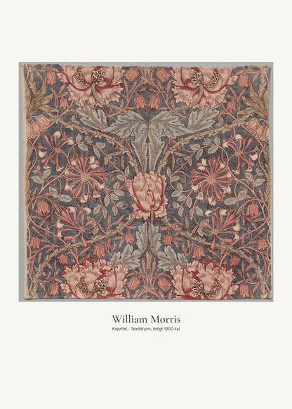 Kaprifol av William Morris. Konstposter med ljus marginal och diskret verktext. 50 × 70 cm.