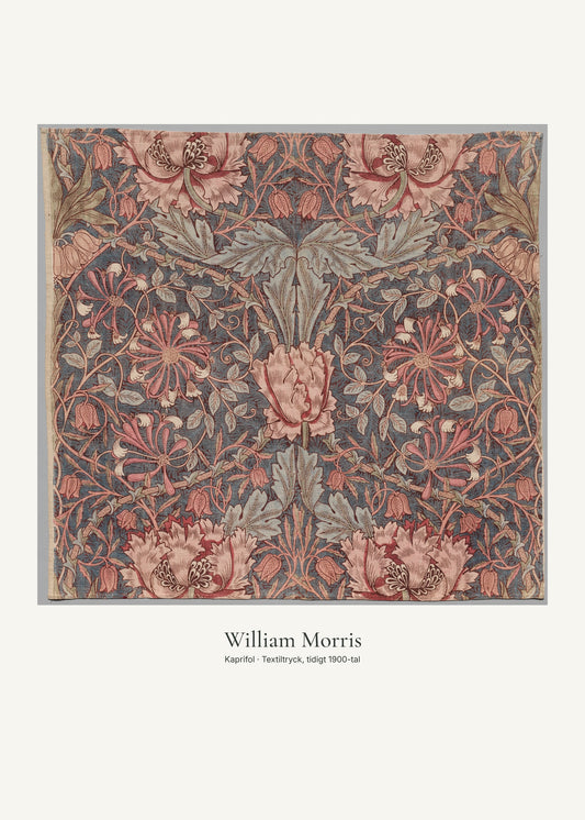 Kaprifol av William Morris. Konstposter med ljus marginal och diskret verktext. 50 × 70 cm.