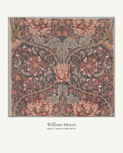 Kaprifol av William Morris. Konstposter med ljus marginal och diskret verktext. 40 × 50 cm.