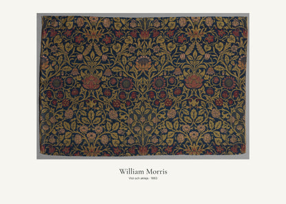 Viol och akleja av William Morris. Konstposter med ljus marginal och diskret verktext. 50 × 70 cm.
