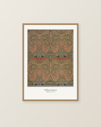 Påfågel och drake av William Morris. Konstposter med ljus marginal och diskret verktext. Illustrerad inramningsvy. Ram ingår inte.