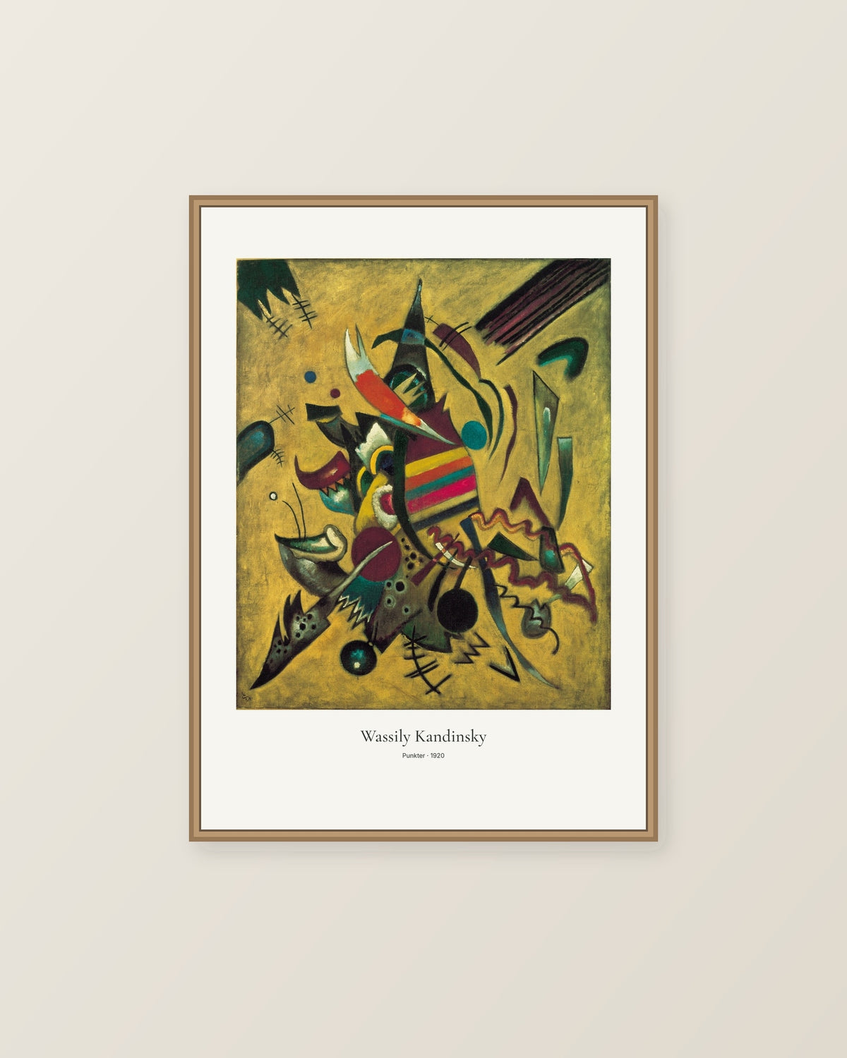 Punkter av Wassily Kandinsky. Konstposter med ljus marginal och diskret verktext. Illustrerad inramningsvy. Ram ingår inte.