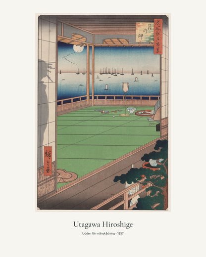 Udden för månskådning av Utagawa Hiroshige. Konstposter med ljus marginal och diskret verktext. 40 × 50 cm.