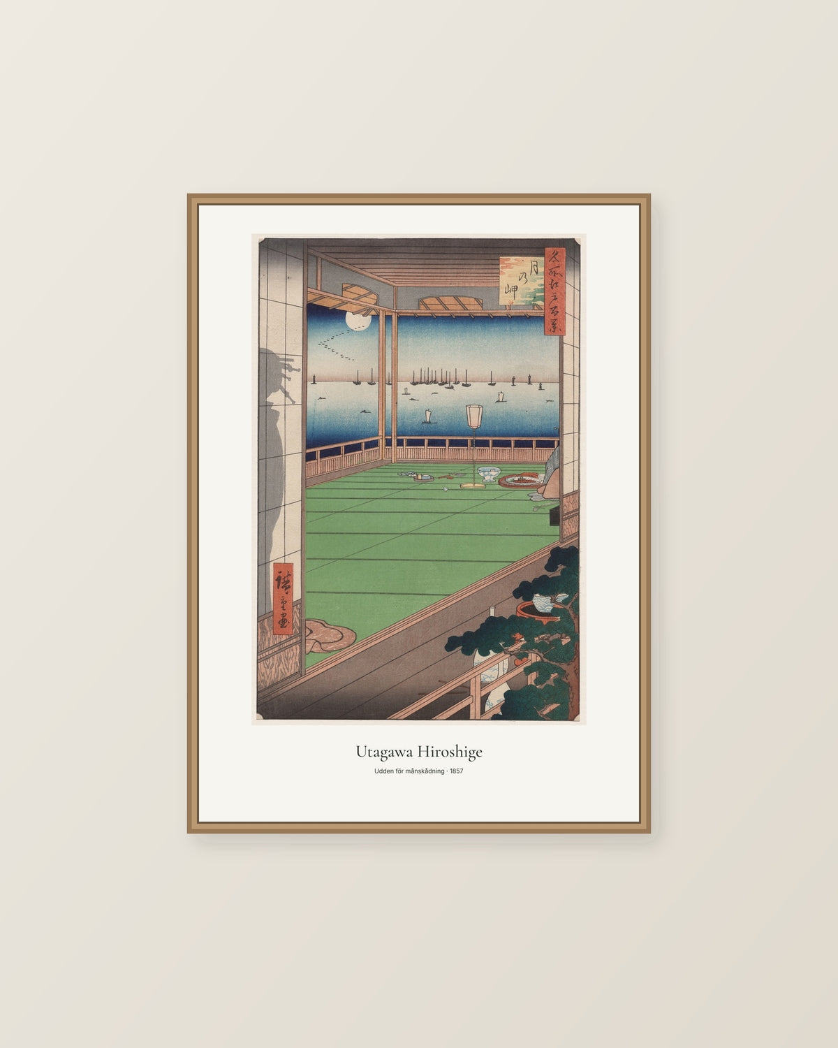 Udden för månskådning av Utagawa Hiroshige. Konstposter med ljus marginal och diskret verktext. Illustrerad inramningsvy. Ram ingår inte.