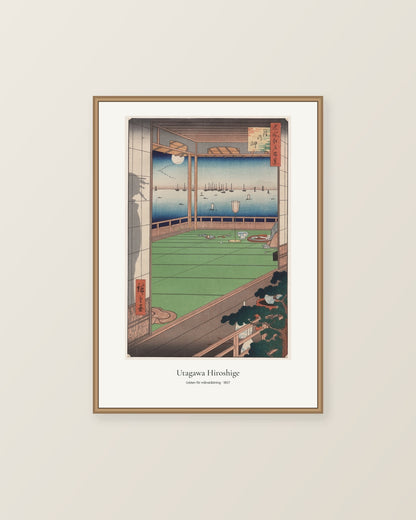 Udden för månskådning av Utagawa Hiroshige. Konstposter med ljus marginal och diskret verktext. Illustrerad inramningsvy. Ram ingår inte.