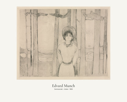 Sommarnatt – rösten av Edvard Munch. Konstposter med ljus marginal och diskret verktext. 40 × 50 cm.