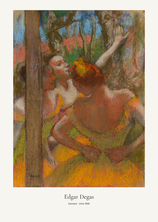 Dansare av Edgar Degas. Konstposter med ljus marginal och diskret verktext. 50 × 70 cm.