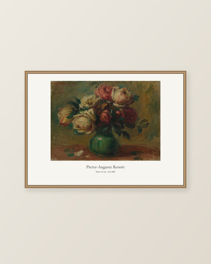Rosor i en vas av Pierre-Auguste Renoir. Konstposter med ljus marginal och diskret verktext. Illustrerad inramningsvy. Ram ingår inte.