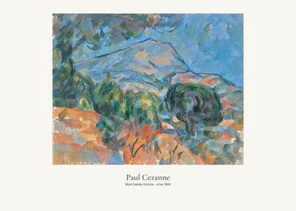 Mont Sainte-Victoire av Paul Cezanne. Konstposter med ljus marginal och diskret verktext. 50 × 70 cm.