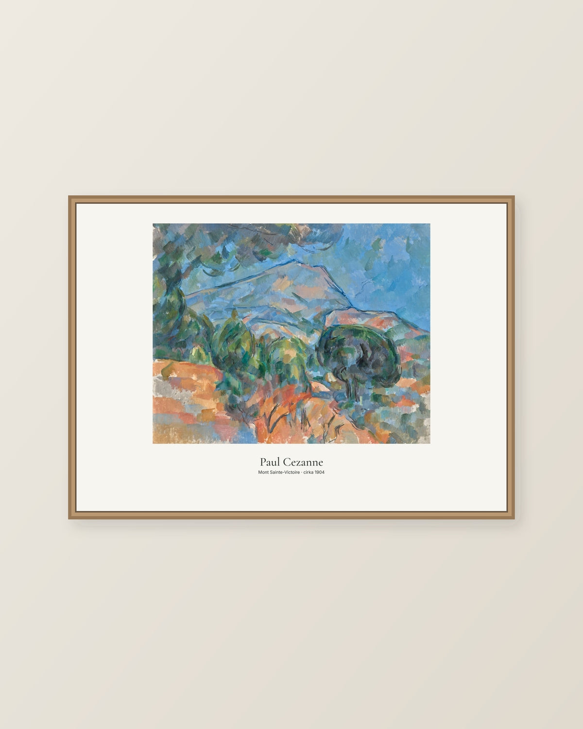 Mont Sainte-Victoire av Paul Cezanne. Konstposter med ljus marginal och diskret verktext. Illustrerad inramningsvy. Ram ingår inte.