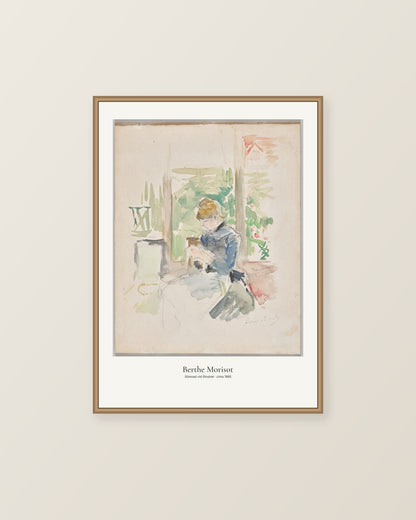 Sömnad vid fönstret av Berthe Morisot. Konstposter med ljus marginal och diskret verktext. Illustrerad inramningsvy. Ram ingår inte.