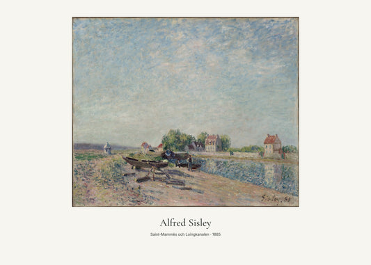 Saint-Mammès och Loingkanalen av Alfred Sisley. Konstposter med ljus marginal och diskret verktext. 50 × 70 cm.