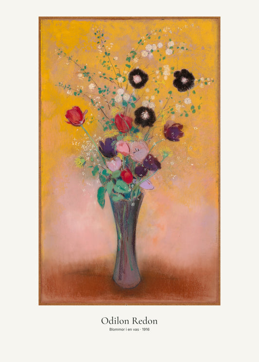 Blommor i en vas av Odilon Redon. Konstposter med ljus marginal och diskret verktext. 50 × 70 cm.