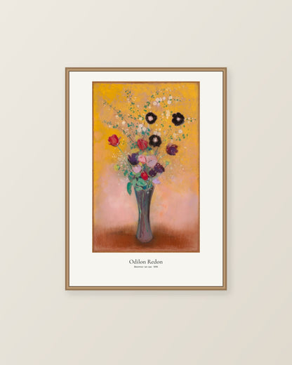 Blommor i en vas av Odilon Redon. Konstposter med ljus marginal och diskret verktext. Illustrerad inramningsvy. Ram ingår inte.